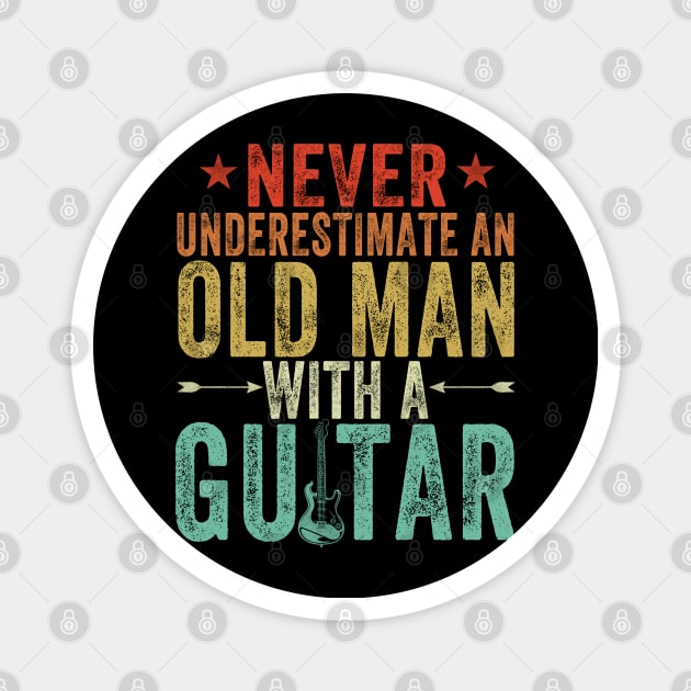 Vintage Never Underestimate an Old Man with a Guitar Magnet by The Design Catalyst